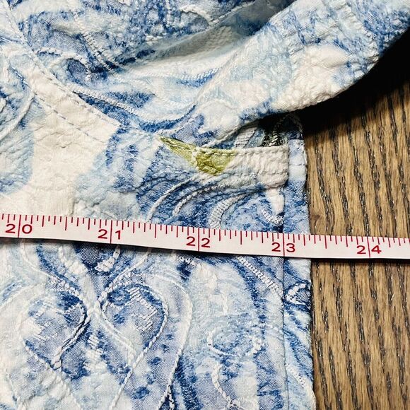 Analogy Plus Jacket Embroidered Tie Dye Blue Green White Denim Look Floral‎ 1X - Picture 9 of 11